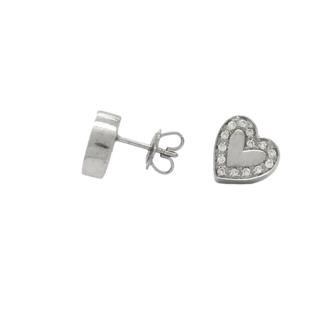 Orecchini Salvini Cuori Oro Bianco e Diamanti con cuori in argento e diamanti pave