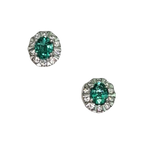 Orecchini Smeraldi Diamanti Oro Bianco Anniversario Matrimonio con orecchini a perno ovali smeraldo e diamanti