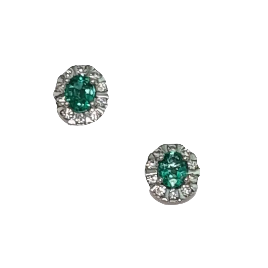 Orecchini Smeraldi Diamanti Oro Bianco con smeraldi e diamanti in oro bianco
