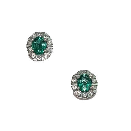 Orecchini Smeraldi Diamanti Oro Bianco con smeraldi e diamanti in oro bianco