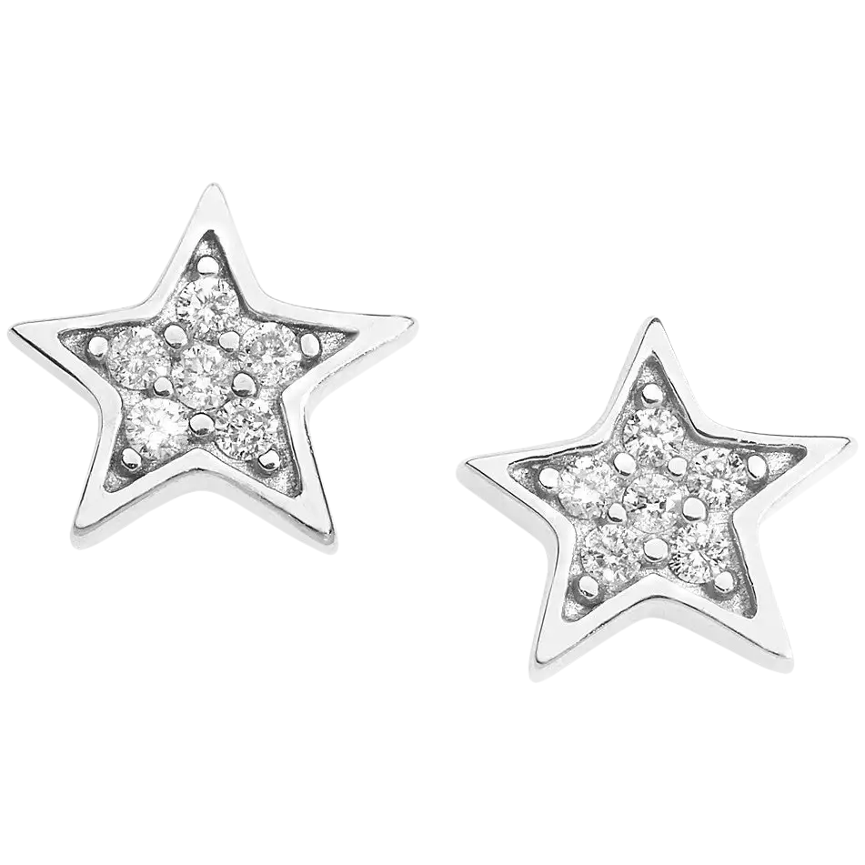 Orecchini Stelle Oro e Diamanti COMETE GIOIELLI con stelline in argento e pietre brillanti