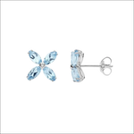 Orecchini topazio azzurro e diamanti ORB 1013 COMETE a forma di fiore