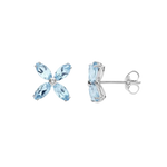 Orecchini topazio azzurro e diamanti ORB 1013 COMETE a forma di fiore