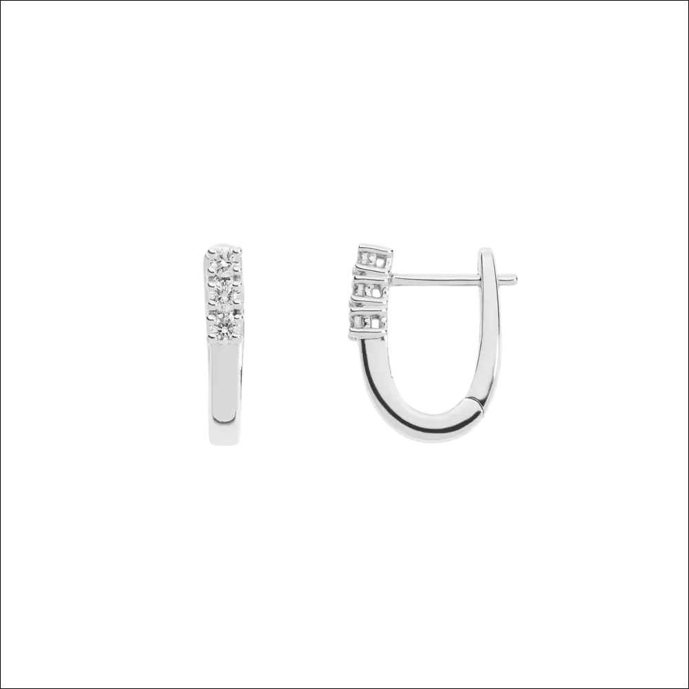 Orecchini Trilogy Diamanti Oro Bianco: huggie argento con fila di brillanti