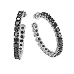 Orecchini Veretta Argento e Zirconi Neri Bliss Material Girl con cerchi in argento e diamanti neri