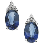 Orecchini Zaffiri Blu e Diamanti con coppia di orecchini in oro bianco con zaffiri e diamanti