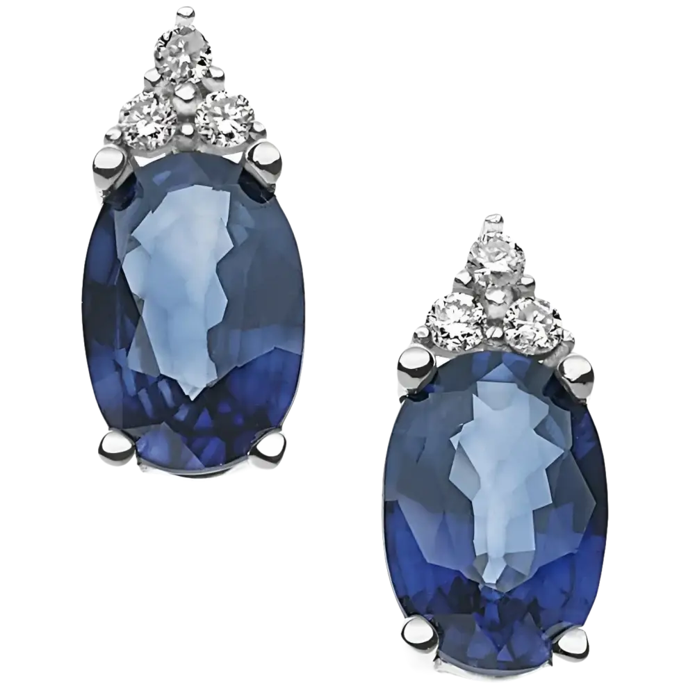 Orecchini Zaffiri Blu e Diamanti con coppia di orecchini in oro bianco con zaffiri e diamanti