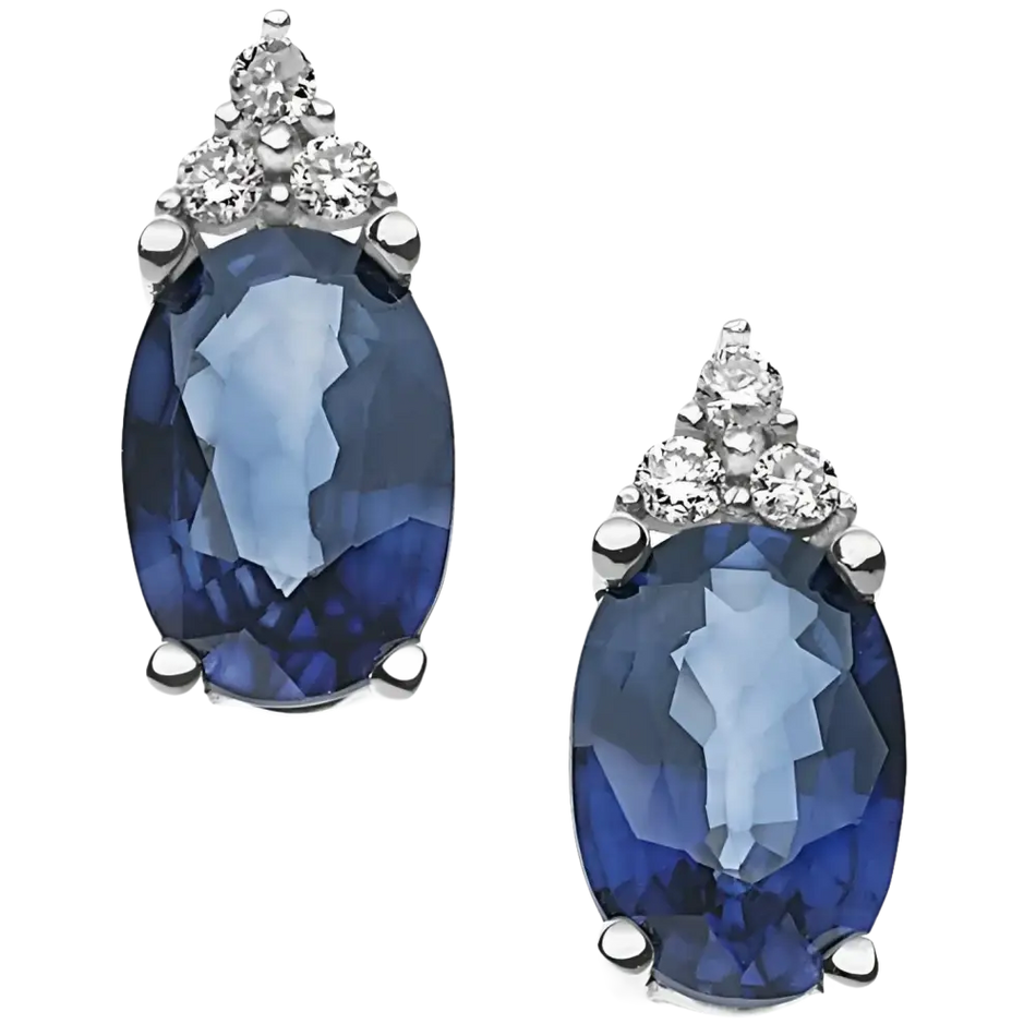Orecchini Zaffiri Blu e Diamanti con coppia di orecchini in oro bianco con zaffiri e diamanti