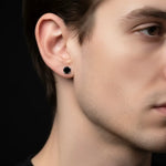 Orecchino da Uomo COMETE Oro bianco e Spinello nero|bonini-gioielli