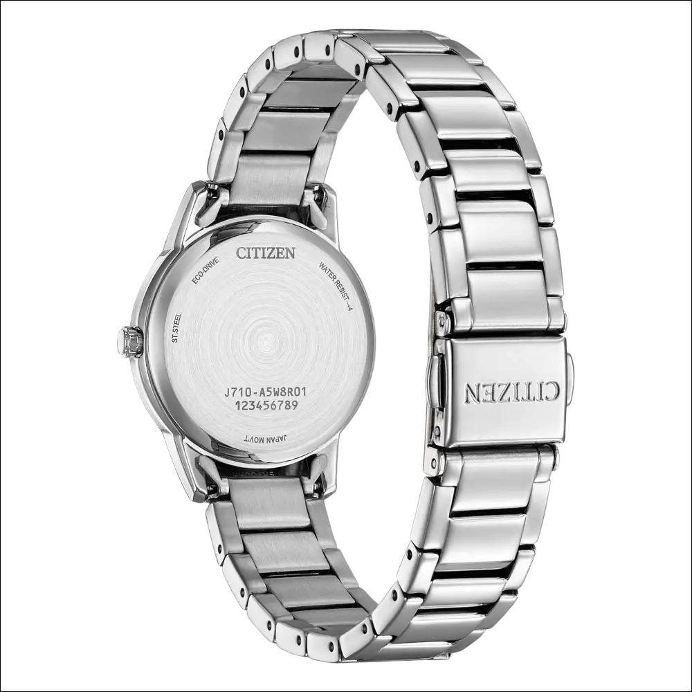 Fondo cassa rotondo minimalista Orologio Citizen Donna Eco-Drive FE1241-71Z in acciaio silver