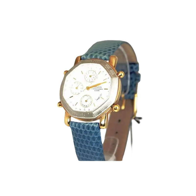 Orologio CITIZEN Donna con quadrante ottagonale bianco e cinturino in pelle blu