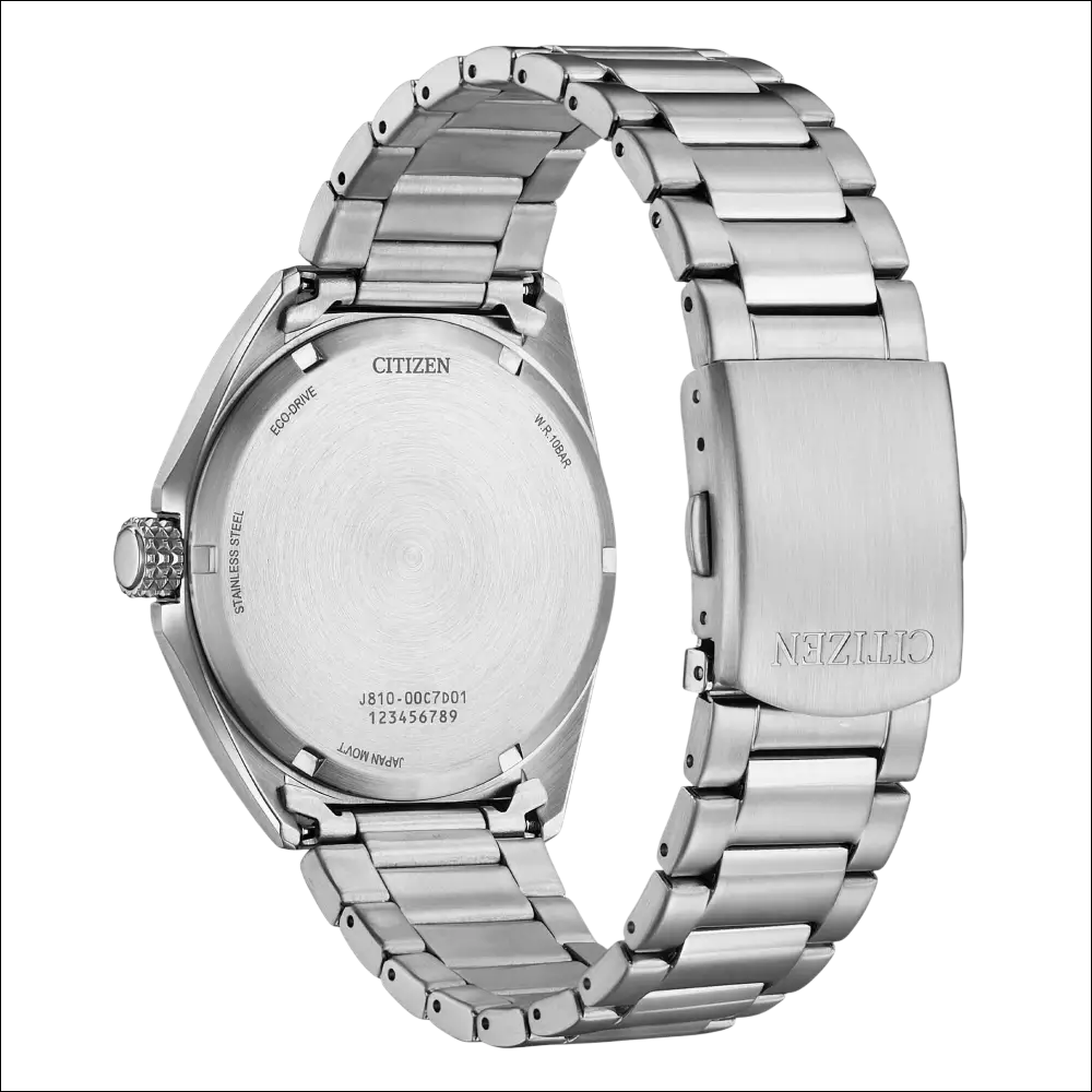 Fondo cassa minimalista Orologio Citizen Military Eco-Drive Uomo in acciaio silver