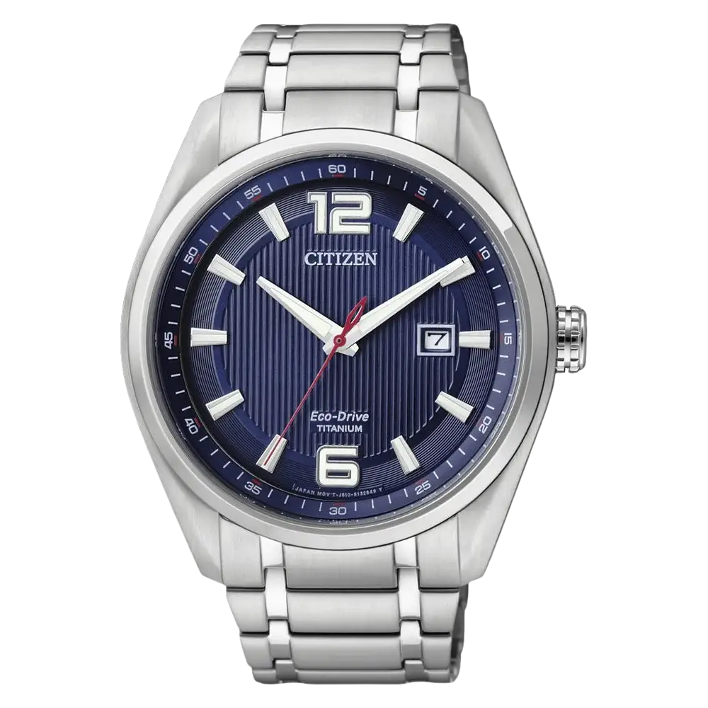 Orologio Citizen Super Titanio Uomo con cinturino argento, quadrante blu e datario