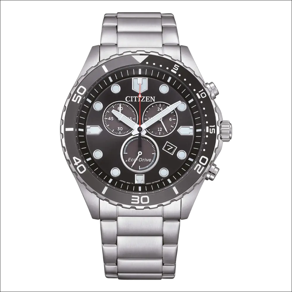 Orologio cronografo uomo Citizen Eco-Drive in acciaio silver, quadrante nero