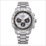 Orologio Citizen Eco-Drive chronografo uomo argento quadrante nero
