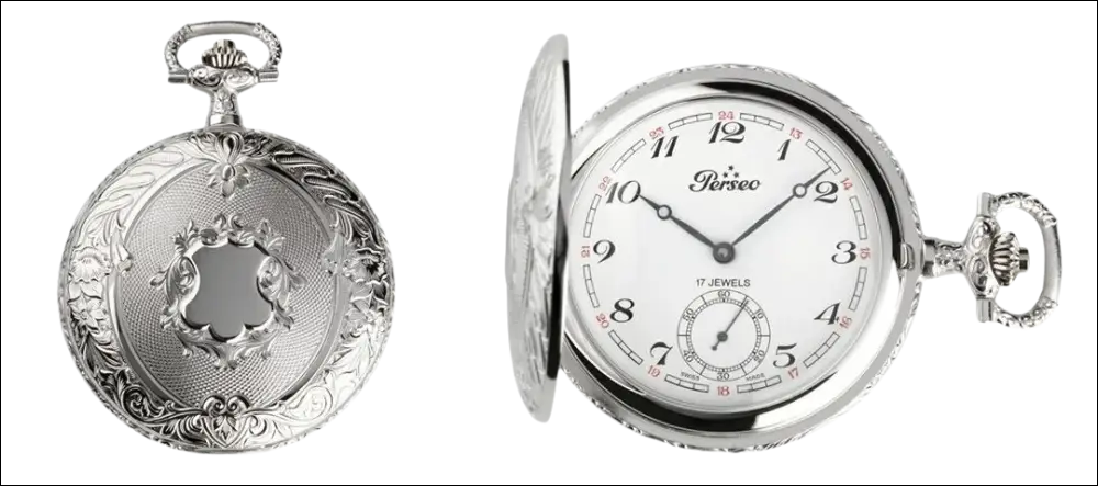 Orologio tasca meccanico PERSEO 17102/SPMET con elegante orologio da tasca in argento