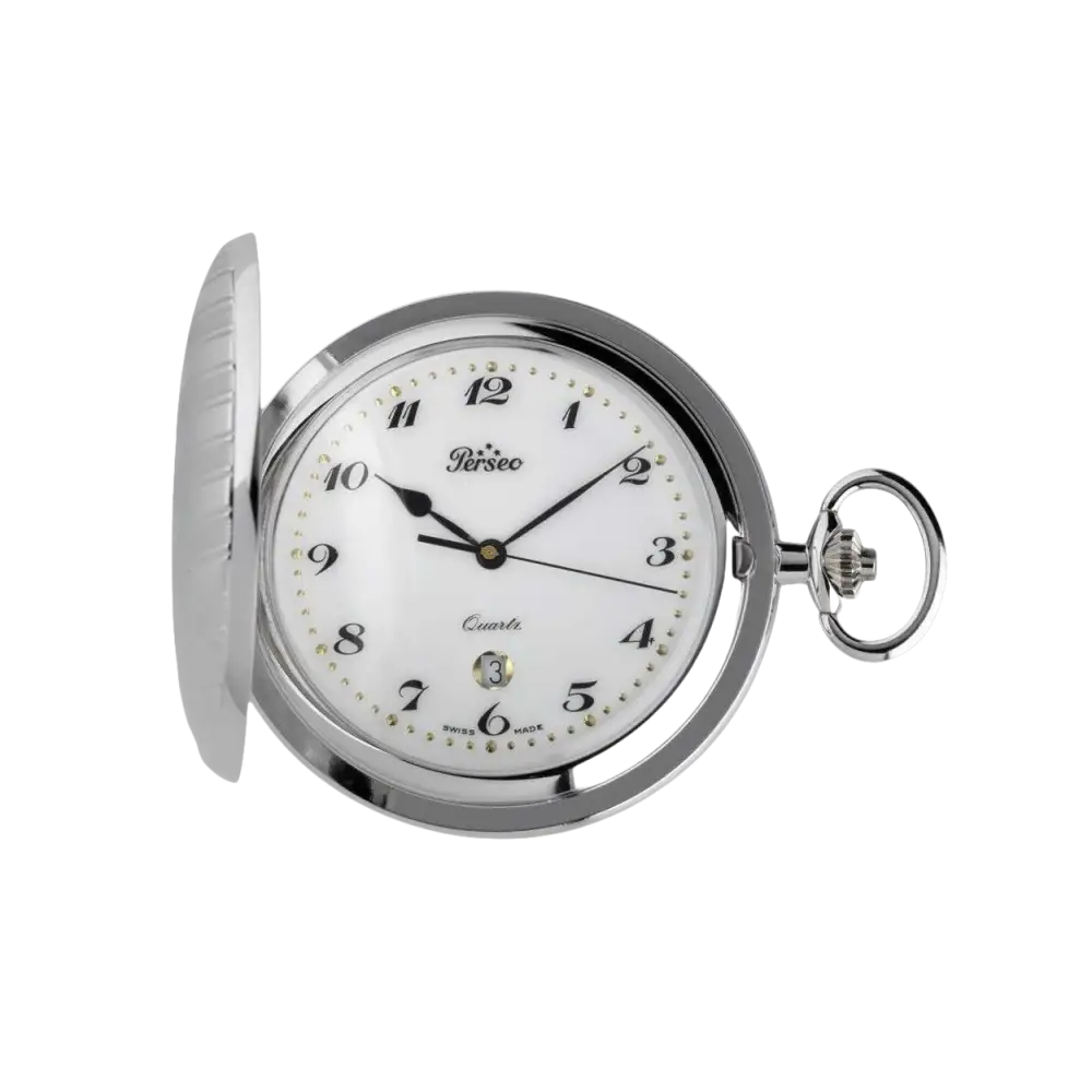 Orologio da Tasca Perseo Metallo con cassa in argento e quadrante bianco e numeri neri