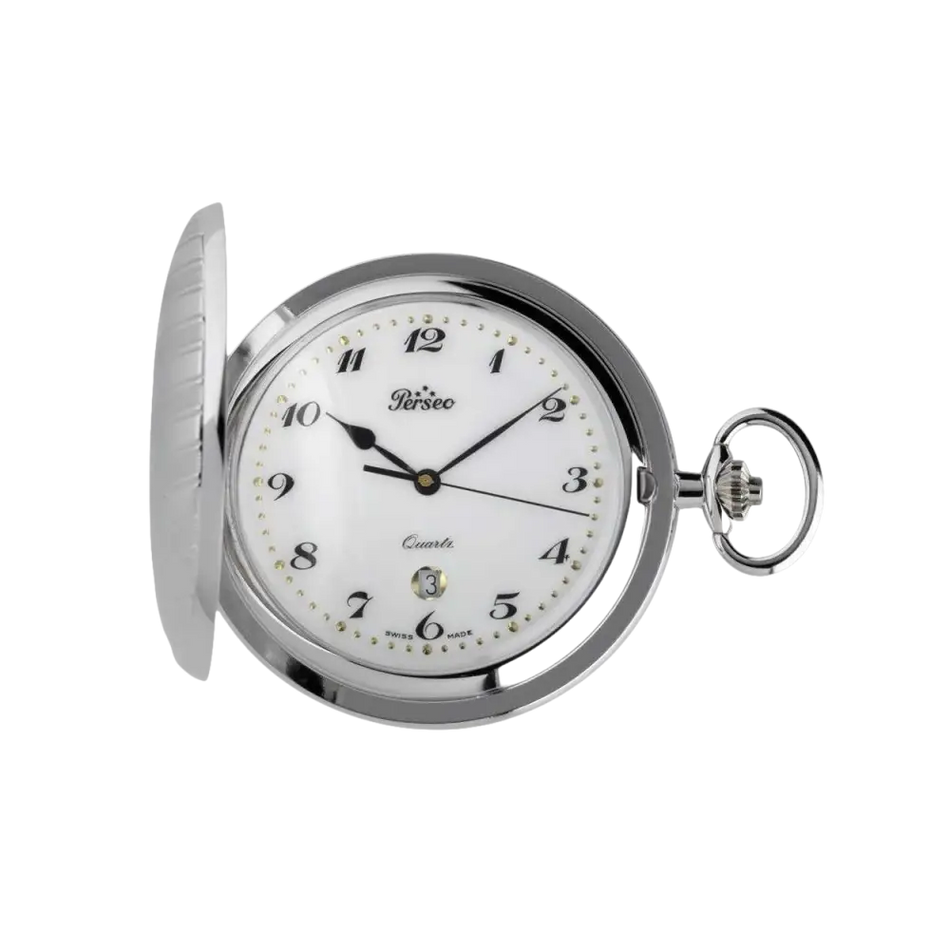 Orologio da Tasca Perseo Metallo con cassa in argento e quadrante bianco e numeri neri