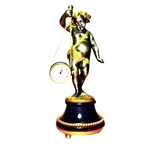 Statua in bronzo di un putto con orologio da tavolo La Vallée Putto 521