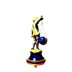 Statuetta dorata di un putto che tiene un globo blu su una catena per Orologio da Tavolo La Vallée Putto 521