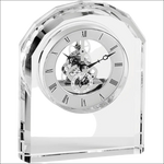 Orologio da tavolo moderno in cristallo trasparente con ingranaggi visibili