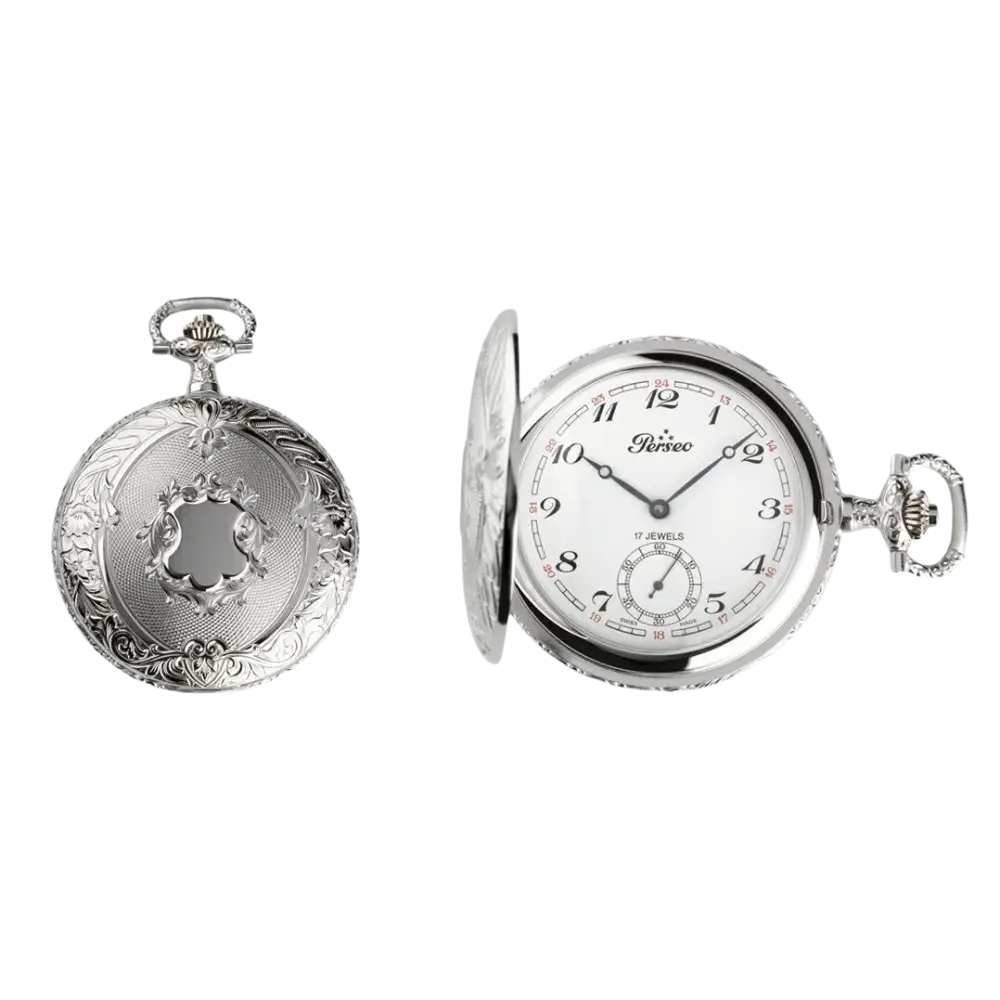 Orologio tasca meccanico PERSEO 17102/SPMET con elegante orologio da tasca in argento