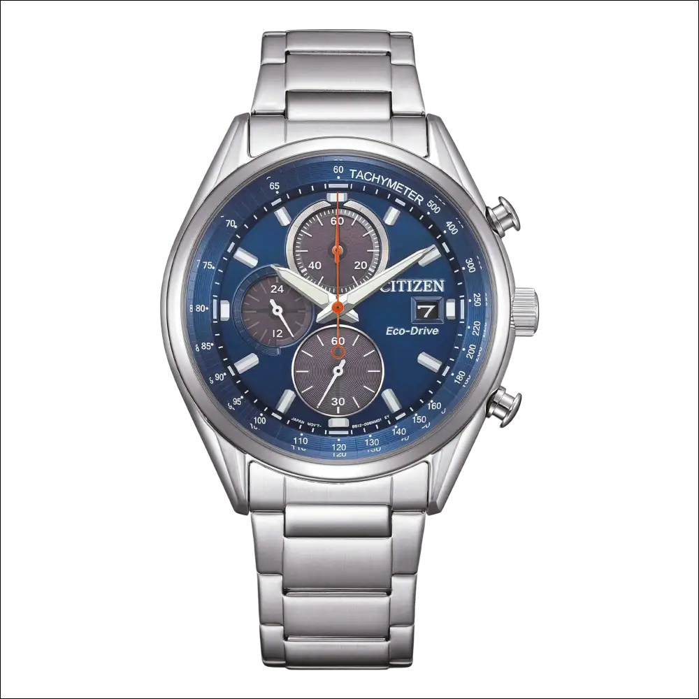 Orologio uomo Citizen Eco-Drive cronografo acciaio silver quadrante blu profondo