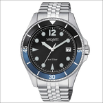 Orologio da uomo VAGARY AQUA39 con bezel nero e blu, quadrante nero e bracciale jubilee