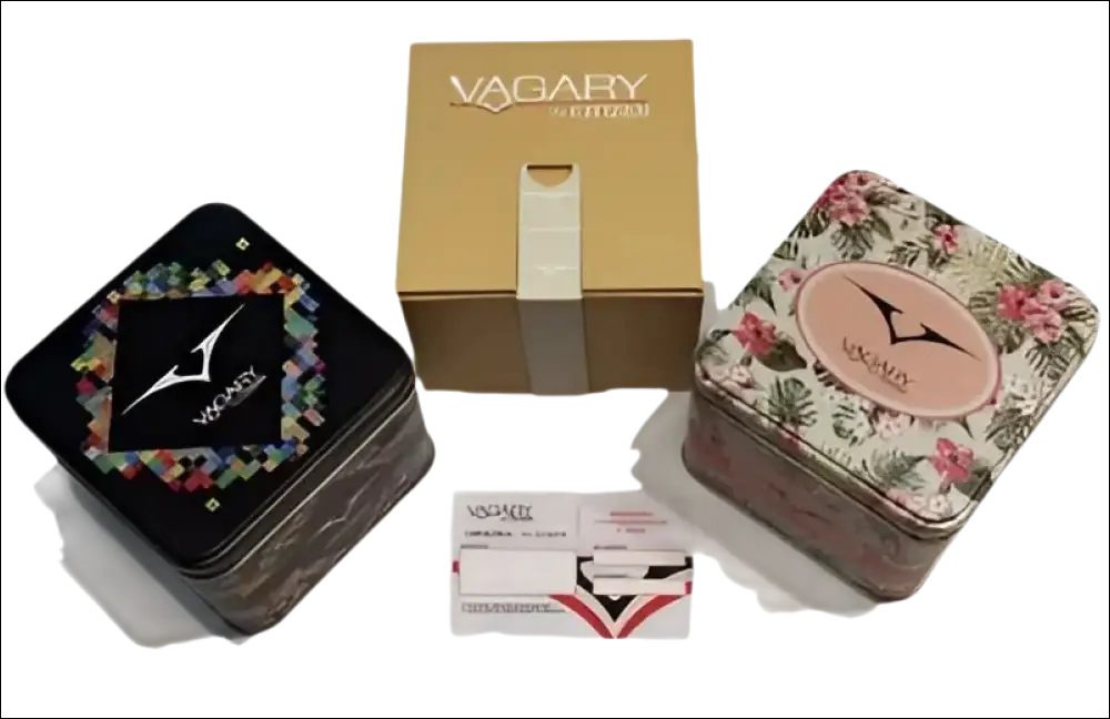 Due scatole quadrate Vagary e una scatola per orologio Vagary Infinity 90th Donna