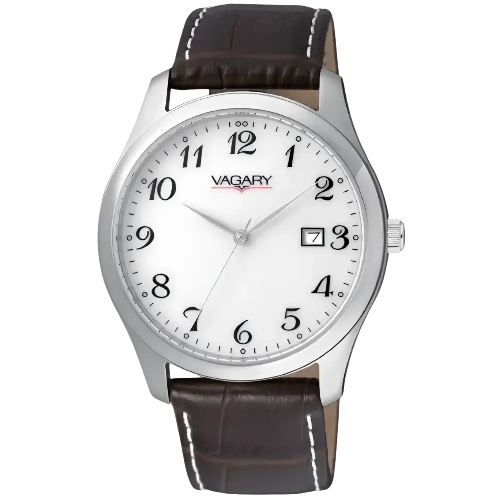 Orologio VAGARY donna solo tempo IH3-012-10 con cinturino in pelle marrone e cassa argento