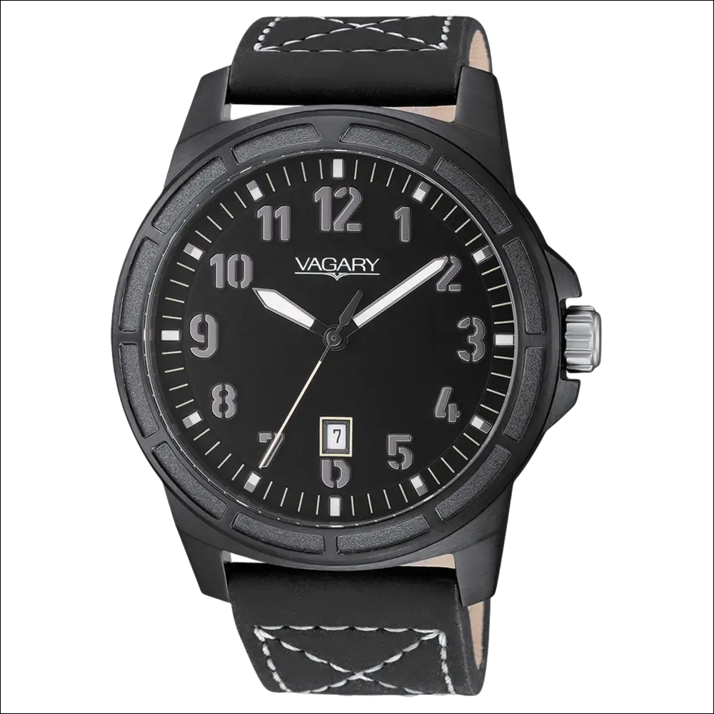 Orologio VAGARY uomo Explore solo tempo IB7-741-50 con cinturino in pelle nero