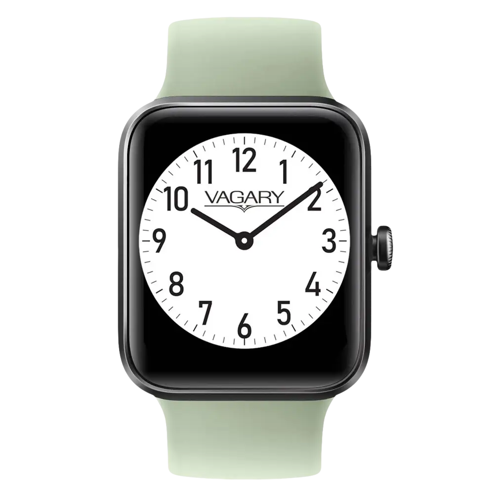 Orologio VAGARY Smartwatch CITIZEN con cassa nera, quadrante bianco e cinturino verde chiaro
