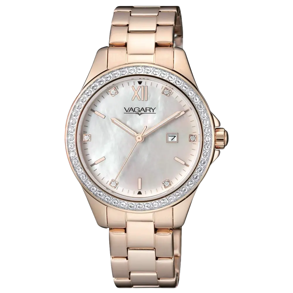 Orologio VAGARY IU2-421-11 donna con cinturino placcato oro rosé e zirconi