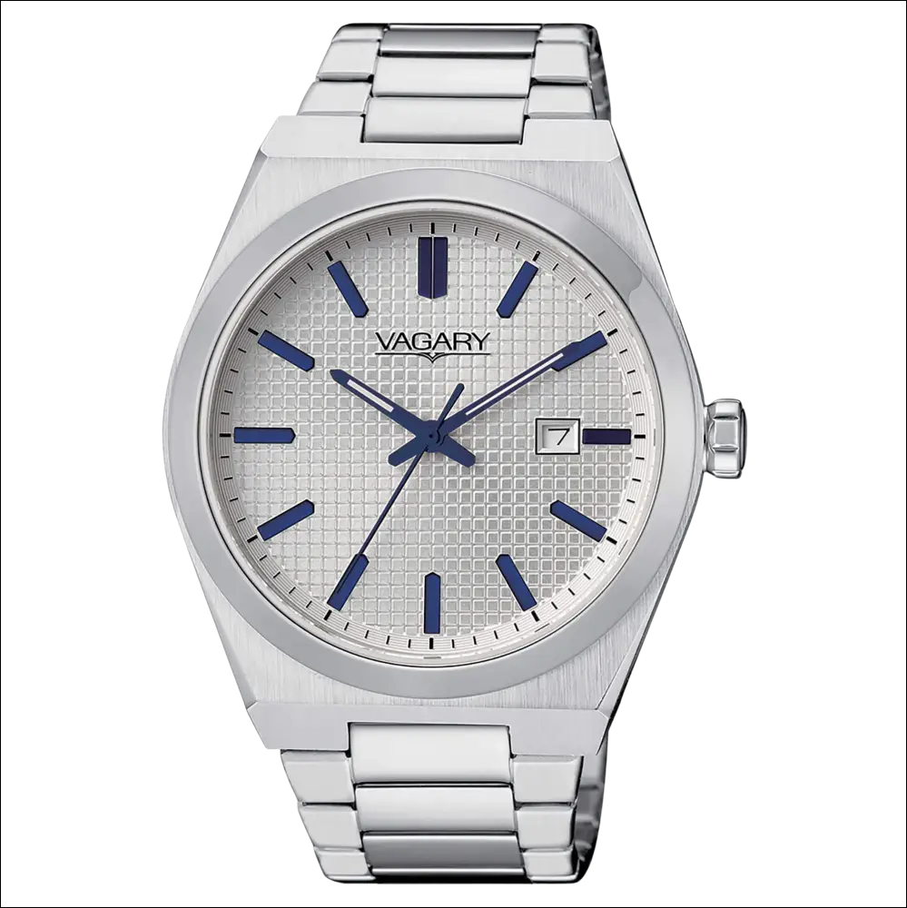 Orologio Vagary uomo Timeless Gents IB9-212-11 argento con quadrante testurizzato blu