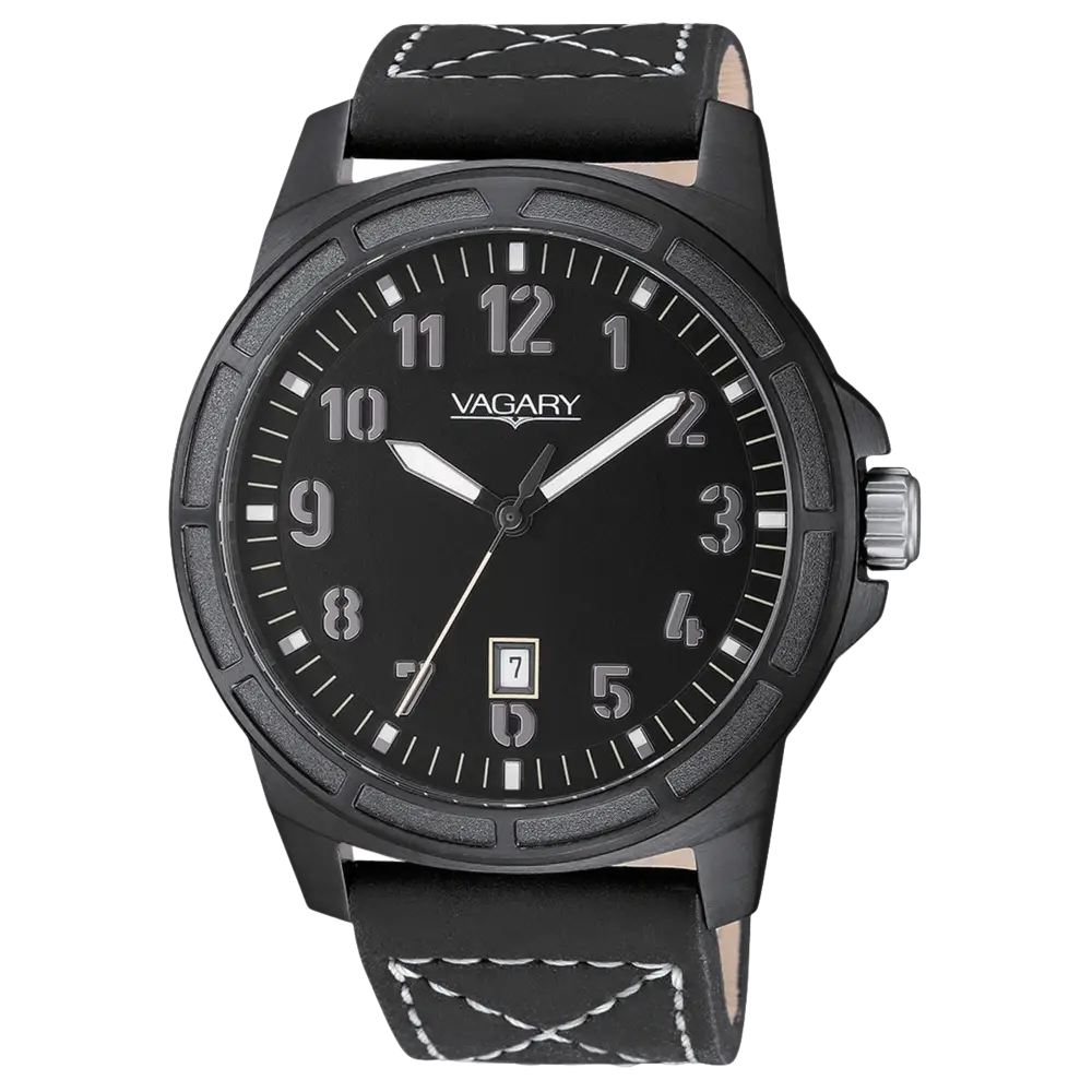 Orologio VAGARY uomo Explore solo tempo IB7-741-50 con cinturino in pelle nero