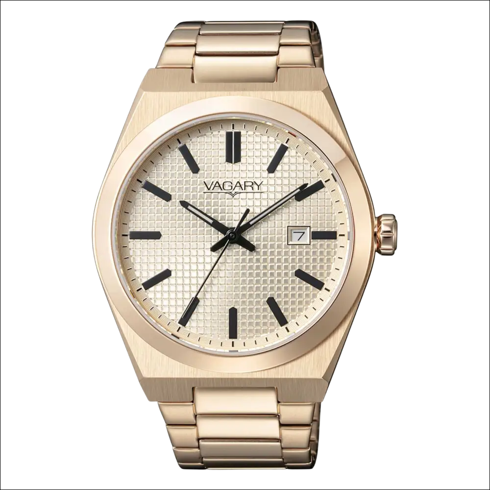 Orologio VAGARY uomo oro rosa IB9-221-11 con quadrante argento testurizzato