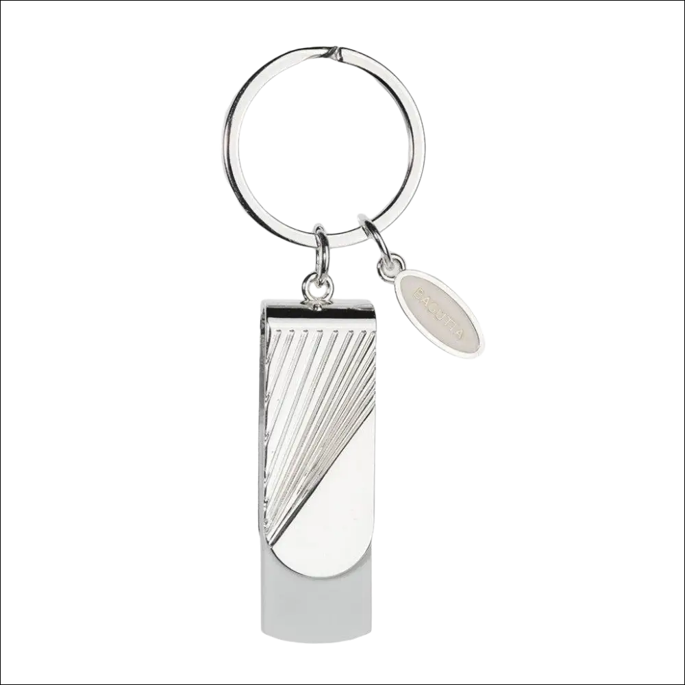 Portachiavi Bagutta con USB 16GB, design rettangolare argento con linee diagonali