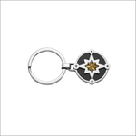 Portachiavi Comete Uomo Rosa dei Venti UCH 182 argento nero con stella oro