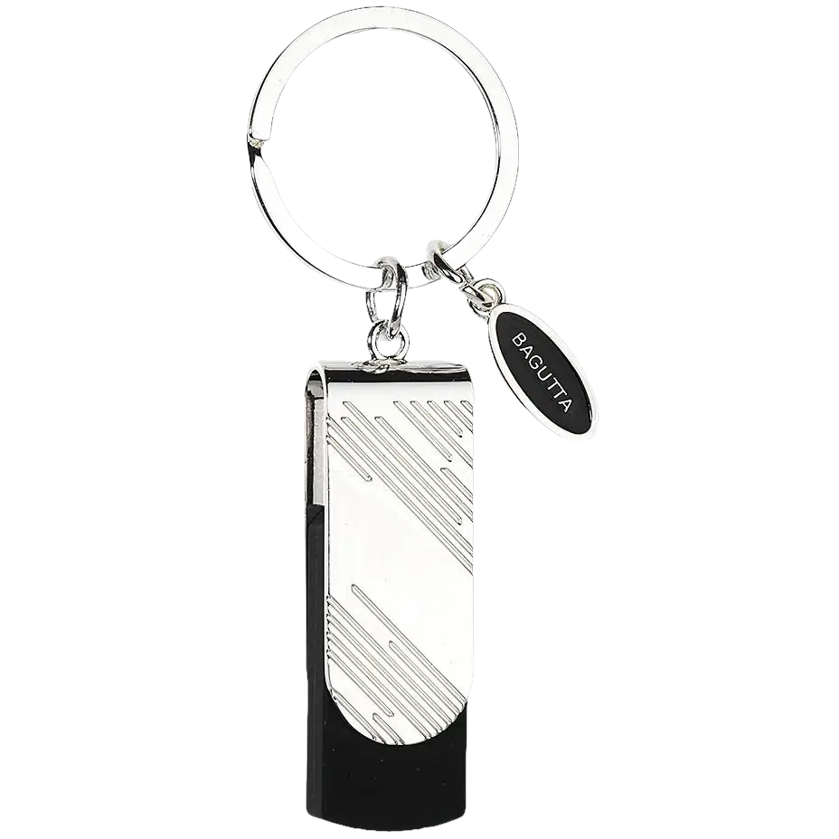 Portachiavi uomo Bagutta argentato con chiave USB da 16GB in argento e nero