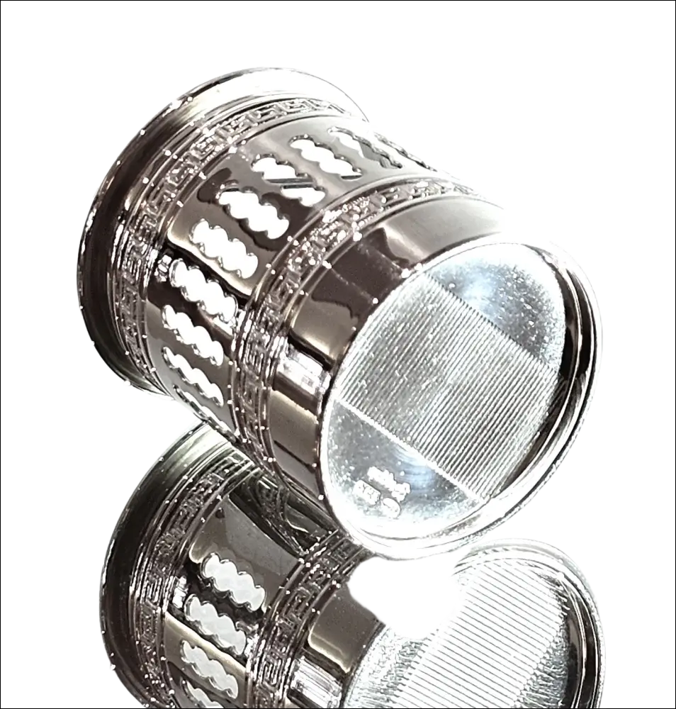 Portafiammiferi Argento Greggio con fori a onda intricate e finitura lucida