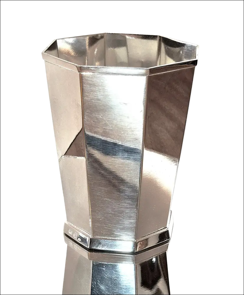 Vaso portapenne Ottagonale Argento Petruzzi & Branca, finitura spazzolata