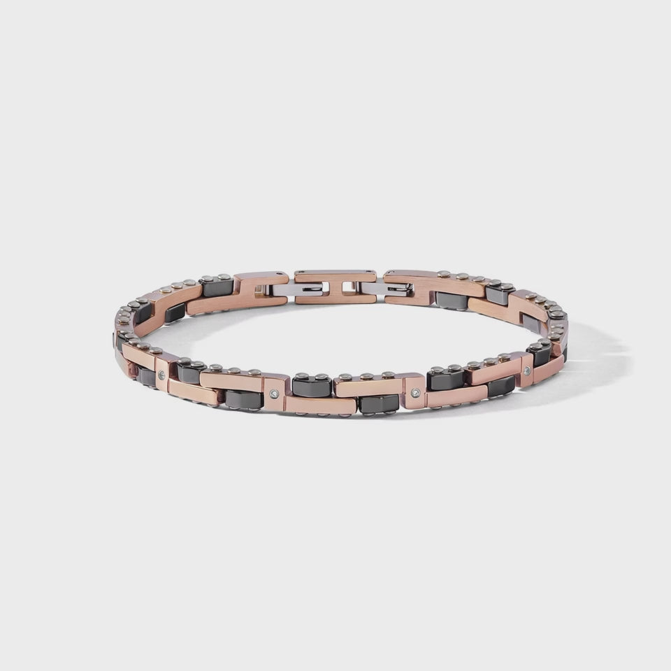 Bracciale uomo COMETE acciaio, PVD rosé, ceramica e diamanti UBR 1283|bonini-gioielli