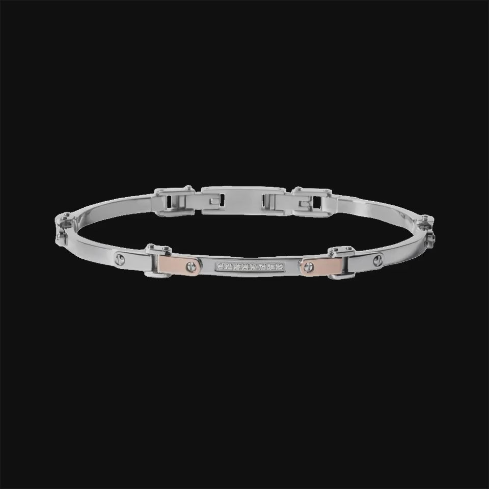 Bracciale uomo Comete Diamonds Label acciaio, oro e diamanti UBR 499|BONINI-GIOIELLI