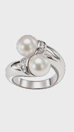 Anello oro bianco contrariè perle e diamanti SALVINI|bonini-gioielli