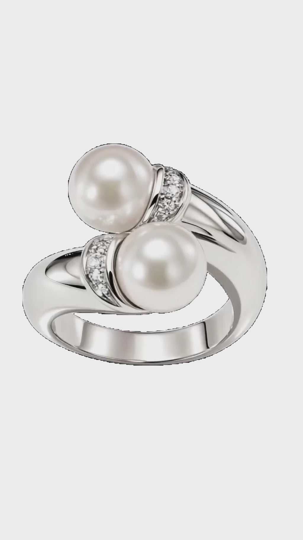 Anello oro bianco contrariè perle e diamanti SALVINI|bonini-gioielli