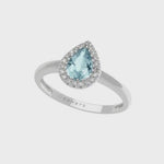 Anello acquamarina goccia e diamanti oro bianco COMETE GIOIELLI ANQ 314|bonini-gioielli