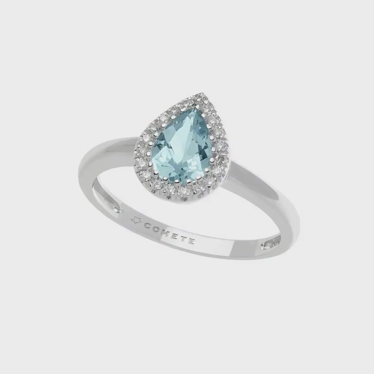 Anello acquamarina goccia e diamanti oro bianco COMETE GIOIELLI ANQ 314|bonini-gioielli