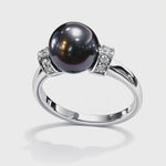 Anello Salvini Oro Bianco, Perla Nera e Diamanti|bonini-gioielli