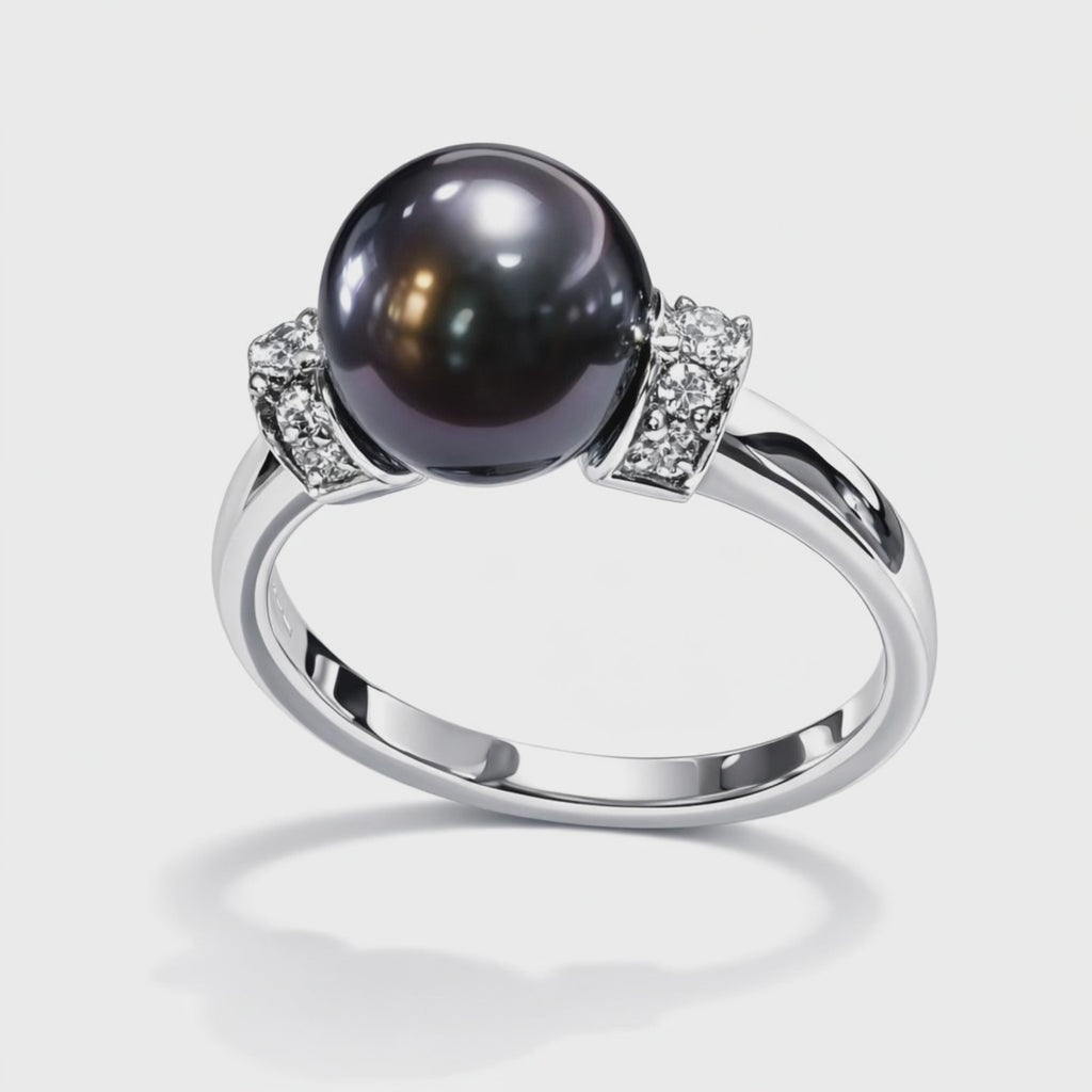 Anello Salvini Oro Bianco, Perla Nera e Diamanti|bonini-gioielli