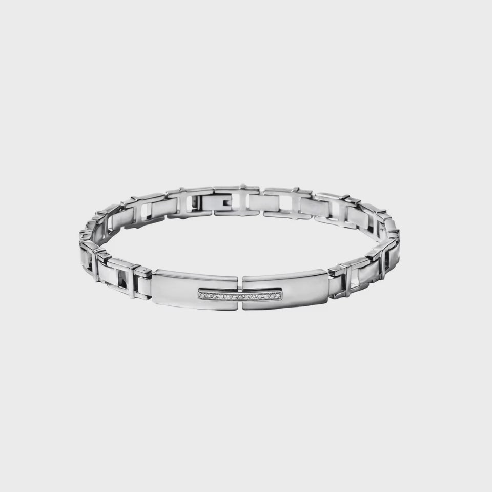 Bracciale uomo COMETE acciaio e diamanti UBR 366 Diamonds Label|bonini-gioielli